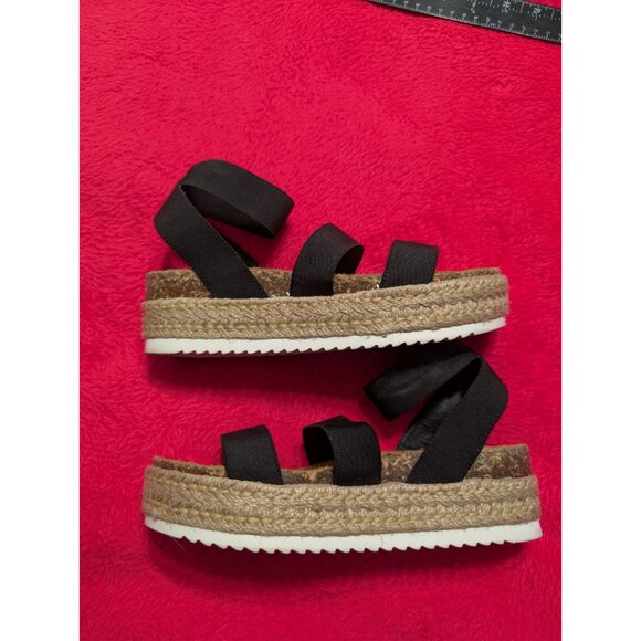 Steve Madden Kimmie Black Platform Espadrille Sandals Women’s 9M Flatform - Picture 4 of 11